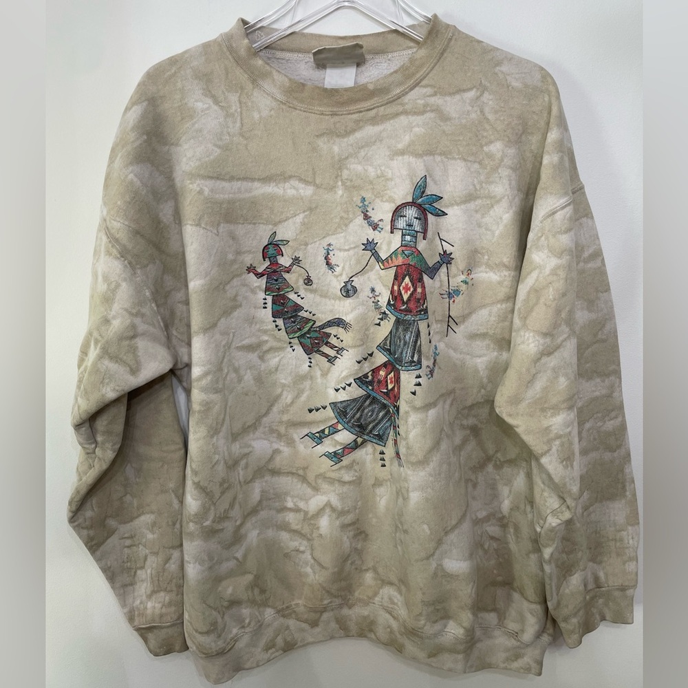Vintage 90s Native New Mexico Pueblo Crewneck Sweatshirt Tye Dye Unisex Cotton
